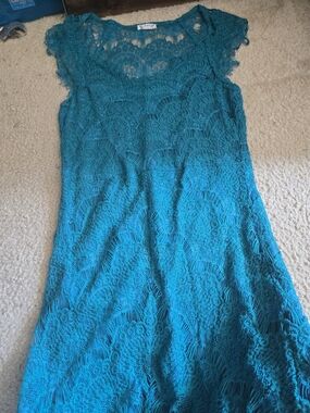 Free People Teal Crochet Midi Dress